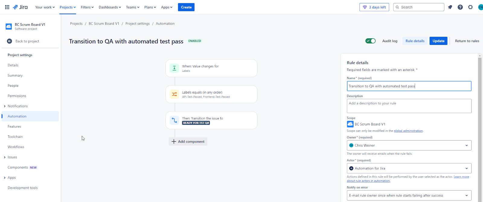 JIRA Automation Rules